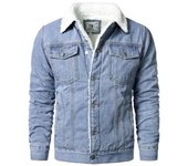 Chaquetas de color azul claro para hombre, abrigos casuales ajustados, chaquetas vaqueras de invierno más gruesas de alta calidad para hombre, abrigos cálidos 3XL negro