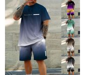 Traje de verano de secado rápido holgado de gran tamaño para hombre, nuevo traje de verano de moda informal de verano también adecuado para pantalones cortos deportivos de manga corta 2024 4XL