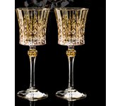 Juego de 2 copas de vino tinto de cristal CDA doradas importadas de Francia pintadas a mano, copas de vino fuerte para whisky casero. 401-500ml