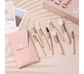 Juego de 8 brochas de maquillaje, minibolsa de viaje, portátil, para sombra de ojos, base, corrector, brocha de maquillaje, herramientas de maquillaje de cerdas suaves color rosa