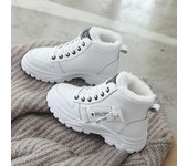 Zapatos de invierno para mujer, zapatillas con cordones, botines para nieve, Botas de plataforma cálidas impermeables, calzado para mujer 35 blanco