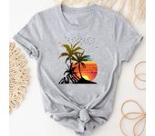 (Tamaño asiático)Camiseta Top moda playa verano tendencia viaje 90s camiseta ropa pantalón corto Casual manga mujer estampado señora mujer camiseta gráfica S