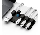 Organizador de cables magnético para ratón, protector de cables de escritorio, enrollador de cables, conector de fila, soporte de línea de carga USB fijo autoadhesivo negro