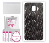 apgo Protective Skin Sticker for the back compatible with Samsung Galaxy J2 Pro (2018), Wrap Film, Foil, Vinyl - Pattern Carbon Black Pixel