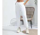 Pantalones deportivos acolchados de color sólido para mujer, pantalones deportivos casuales para correr, de cintura alta, holgados, con cordón, para el hogar y el ocio S gris