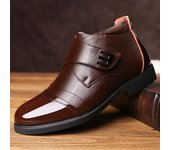 Botas altas de cuero para hombre, zapatos de negocios con suela gruesa para hombre 38 negro
