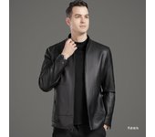Chaqueta de cuero para hombre, otoño e invierno, nueva chaqueta de cuero de cuello alto informal de negocios para hombre, chaqueta de hombre de mediana edad para papá 170