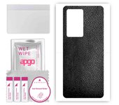 apgo Protective Skin Sticker for the back compatible with Xiaomi Redmi K60, Wrap Film, Foil, Vinyl - Pattern Black Leather