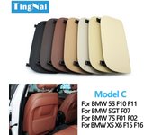 Funda de cuero para respaldo de asiento izquierdo y derecho de coche para BMW 5 GT X5 X6 Serie 7 F10 F11 F07 F01 F02 F15 F16 730 735 740 2013- Model C Brown