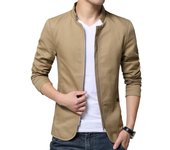Chaqueta Bomber para Hombre, Chaqueta de Cuello Alto para Hombre, Blazer de Corte Entallado para Hombre, Chaquetas Casuales para Hombre, Cortavientos Fino para Primavera y Otoño XS beige