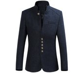 (SU)Abrigo de traje de manga larga de talla grande con botones de un solo pecho para hombre Otoño Invierno L negro