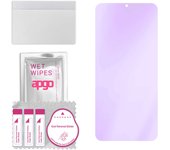 apgo Cristal protector híbrido Anti-Blue 9H compatible con Tecno Spark 4, nano vidrio flexible, gran reemplazo para vidrio templado, resistente a rayones,