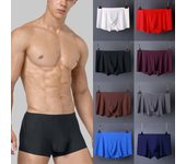 Calzoncillos tipo bóxer sólidos para hombre, ropa interior de seda de hielo, sin costuras, bragas transpirables finas con sentido Sexy XL azul cielo
