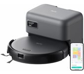 Robot aspirador Anker Eufy C10 Aspiradora lateral de recolección de basura hasta 24 meses Vaciado automático (Robot limpiador) [Estación automática/Cepillo extensible/Desenredante negro