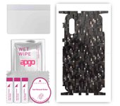 apgo Protective Skin Sticker for the back+sides compatible with Xiaomi Mi 9 Pro, Full Wrap Film, Foil, Vinyl - Pattern Carbon Black Pixel