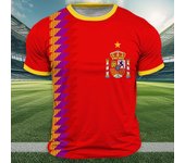 Camiseta con estampado de bandera de España para hombre, camiseta de manga corta deportiva para correr al aire libre, camiseta informal de gran tamaño con cuello redondo, ropa de tendencia de verano para hombre S