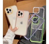 Funda de acrílico transparente 2 en 1 con marco para iPhone 13, 12, 11 Pro Max, Xr, X, XS Max, 14 Plus, funda de silicona suave a prueba de golpes For iphone 11 amarillo
