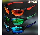 Gafas de sol deportivas polarizadas para hombre, gafas de conducción con espejo, lentes fotocromáticas, gafas de sol polarizadas de alta calidad para pesca al aire libre, ciclismo, correr, conducir. 3pcs Black+Red+Blue