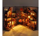 Modelo de cabaña con capacidad práctica, cubierta de flores delicadas, vida vitalidad Manual a todo color, casa de campo DIY, juguete para decoración de tienda