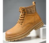 Botas de cuero genuino para hombre, zapatos de vestir, botines de lujo, botas de roca de alta calidad para hombre, zapatos de seguridad, zapatillas casuales, talla 46 38 marrón
