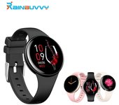 Rainbuvvy Reloj inteligente DM75 para mujer, con llamadas por Bluetooth, control del ritmo cardíaco y del sueño, rastreador de salud, reloj exquisito con collar tipo halter negro