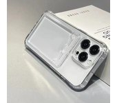 Funda transparente de silicona a prueba de golpes para iPhone 15 14 13 12 Mini 11 Pro XS Max X XR 7 8 Plus protección trasera con bolsillo para tarjetas iPhone 15 Pro Max