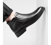 Botas Chelsea de marca de lujo para hombre, botines sin cordones, botas de invierno cálidas a la moda, zapatos de nieve de cuero genuino, zapatos de negocios cómodos. 37