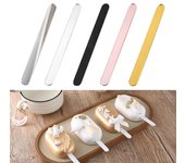 20 palitos de helado de acrílico para decoración de tartas, palitos de espejo dorados para fiestas de cumpleaños, decoraciones de helado negro