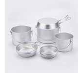 Juego de olla y sartén para acampar al aire libre, de aluminio, con asa plegable, para acampar y hacer senderismo. plata