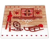 Les Trésors De Lily [A3199] - Dessous de plat verre 'Chalet' rouge marron - 20x20 cm rojo