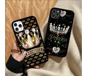 Funda de teléfono con estampado de corona de diamantes, funda de silicona PC + TPU para iPhone 11 12 13 Pro Max 8 7 6 Plus X SE XR Fundas rígidas iphone 14