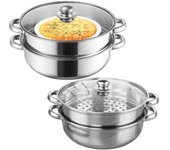 Utensilios de cocina para cocinar al vapor de acero inoxidable, olla para cocinar verduras y alimentos de 1/2/3 capas, estofados de doble caldera Premium Single-pot
