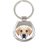 Labrador Retriever - geometric keychain with a photo and the inscription Art-Dog blanco