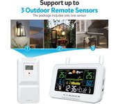 Estaciones meteorológicas Termómetros inalámbricos para interiores y exteriores Pantalla LCD en color Temperatura Humedad US Plug blanco