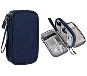 1 bolsa de almacenamiento portátil para productos digitales, organizador de cables de datos USB, estuche para auriculares, color rosa, gris, negro y azul marino
