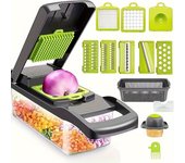 Juego de 16 ralladores manuales de alimentos, cortadores de verduras, cortadores con recipiente, picadores de cebolla, trituradores de patatas domésticos, utensilios de cocina, aparatos de cocina 16-Piece Set Slicer Mandoline