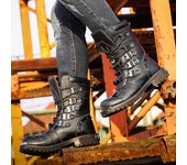 Botas de moto de invierno para hombre, nuevas botas de media pantorrilla de estilo punk rock y punk, botas altas informales de cuero genuino negras para hombre, talla 38-46 38