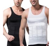 Corsé de entrenamiento de cintura adelgazante para hombre, camiseta sin mangas, chaleco moldeador L negro