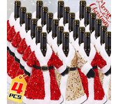 1/4 piezas de fundas para botellas de vino espumoso, para Navidad, color rojo dorado, para vestidos, ropa, botellas, bolsas, bodas, fiestas de año nuevo, decoración de mesa para cenas 1PC