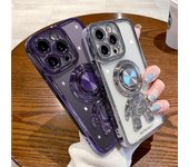 Funda para teléfono con soporte de anillo de astronauta chapado para iPhone 14 13 12 11 Pro Max Xr Xs Max 14 Plus, soporte de parachoques a prueba de golpes, cubierta trasera For iPhone 11 Pro