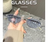 Gafas de sol con diamantes de imitación para mujer, elegantes gafas de sol ovaladas, estilo vintage, redondas, negras, gafas de diamantes brillantes para hombre, gafas de diseño lujoso