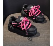 Zapatos deportivos de otoño para mujer, zapatillas de deporte de moda, zapatillas deportivas informales de plataforma a la moda, zapatos para correr con cordones blancos de suela gruesa para mujer 35 blanco