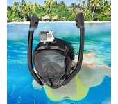 Máscara de esnórquel de cara completa, vista panorámica de 180 °, gafas de natación de buceo con tapa seca de silicona con 2 esnórquel, antivaho y antifugas S/M