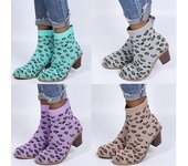 Botas de moda para mujer, botines estilo western sin cordones, botas de plataforma tejidas para mujer, botas de otoño para mujer, botines de moda para mujer 35 verde
