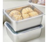 Caja de almacenamiento de alimentos para refrigerador de acero inoxidable de 600Ml con tapa de plástico, caja para conservar la frescura de los alimentos, caja de Picnic 1PC