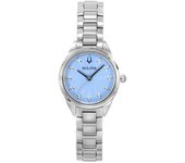 Reloj Bulova Sutton 96P250 de cuarzo con detalles de diamantes para mujer, acero inoxidable, esfera azul claro azul claro