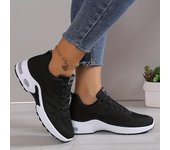 Zapatillas deportivas acolchadas para mujer, cómodas zapatillas de running de corte bajo con cordones tejidos, zapatillas deportivas para exteriores 35 blanco