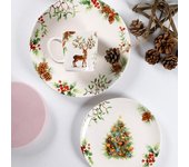 Vajilla de cerámica europea Plato navideño Cuenco Taza de cerámica Plato para carne Pasta Vajilla de cocina Plato de cena Cuenco Regalo de Navidad