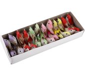 24 piezas de adorno de pájaro de simulación, colorido, exquisito y realista, mini decoración de pájaro de espuma artificial para