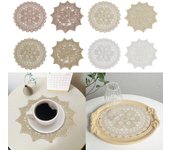 Servilleta de encaje bordado, posavasos para fiestas, bodas, decoración del hogar, mantel White-1